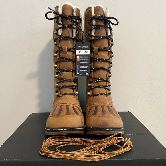 SOREL Whistler Tall Camel Brown Black Cream Gray Winter Lace Up Boots Shoes Sz 6 - Picture 3 of 10